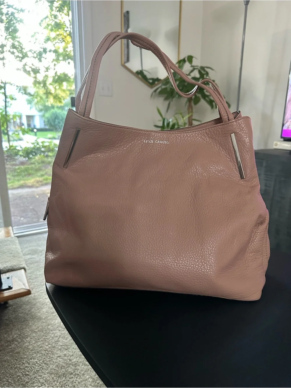 Vince Camuto Dusty Rose Soft Pebbled Leather Hobo Shoulder Bag
